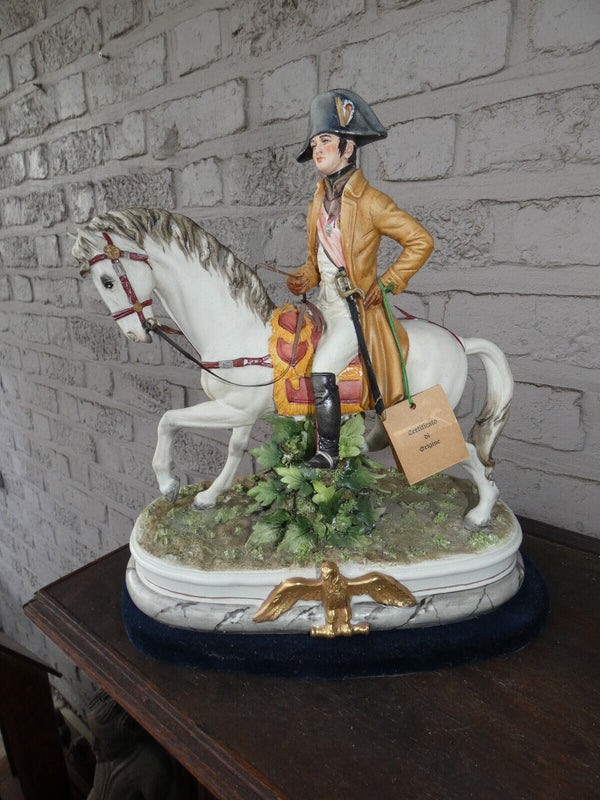 Large capodimonte RONCHI signed porcelain Napoleon horse statue sculpture 70s