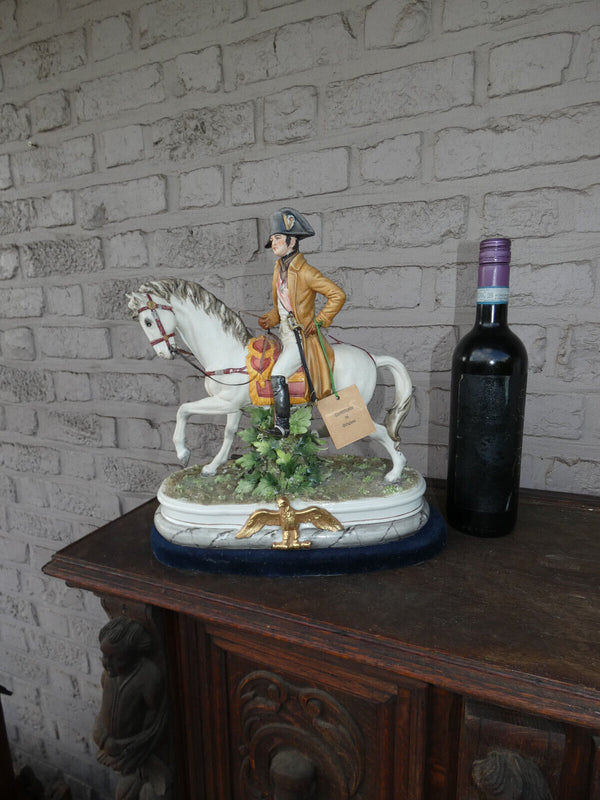 Large capodimonte RONCHI signed porcelain Napoleon horse statue sculpture 70s