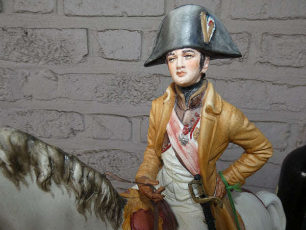 Large capodimonte RONCHI signed porcelain Napoleon horse statue sculpture 70s