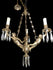 Vintage french Bronze putti cherub 3 arm chandelier crystal glass drops 1960