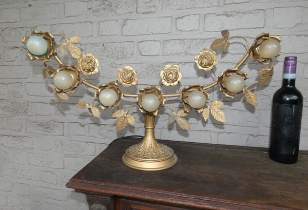 1 x Antique church ornament  metal 7 Lamp floral decor rare