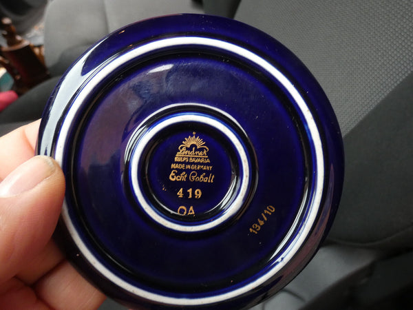 set 6 German Cobalt blue porcelain Bavaria glass coaster marked