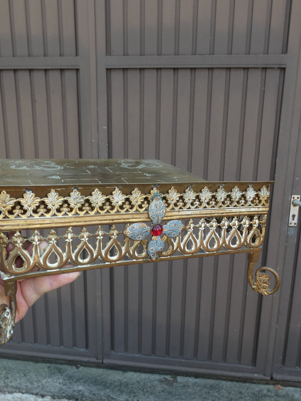 Antique Brass Enamel Decoration Bible stand lectern Religious