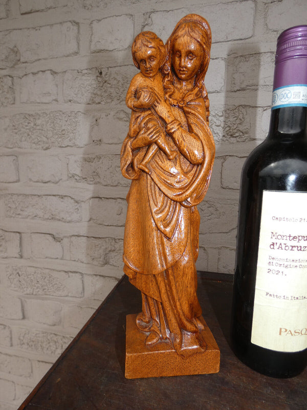 Vintage   Flanders wood carved madonna Statue figurine