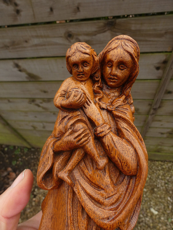 Vintage   Flanders wood carved madonna Statue figurine