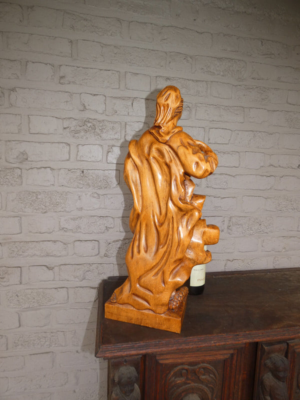 Vintage LArge  Flanders wood carved madonna Statue figurine