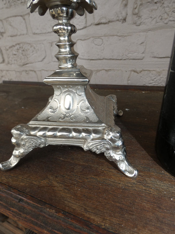 Vintage zinc metal Crucifix angels base