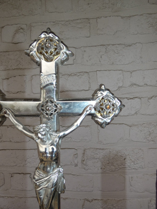 Vintage zinc metal Crucifix angels base