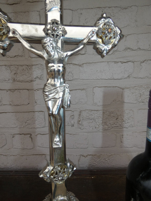 Vintage zinc metal Crucifix angels base