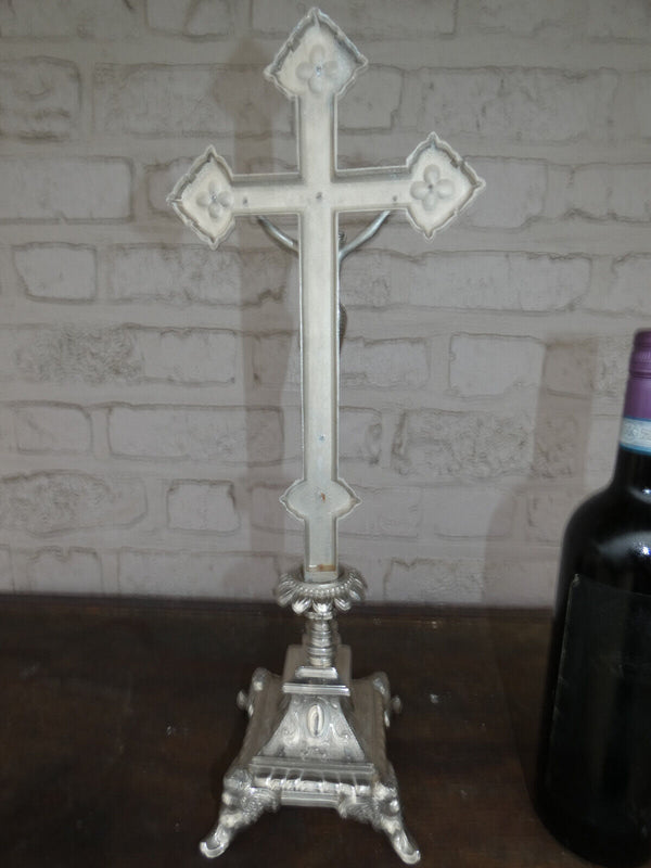 Vintage zinc metal Crucifix angels base