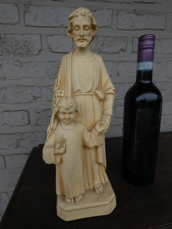 Antique chalk saint joseph child statue figurine religious