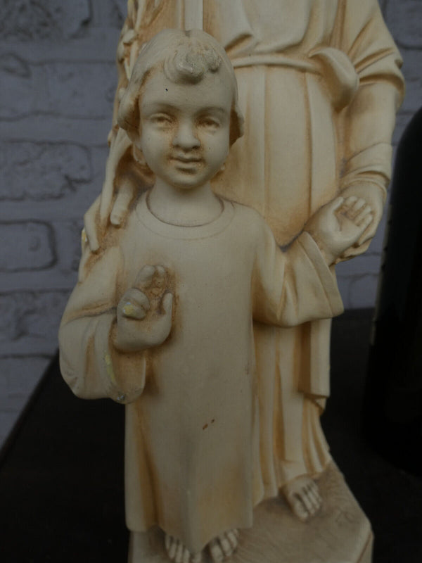 Antique chalk saint joseph child statue figurine religious