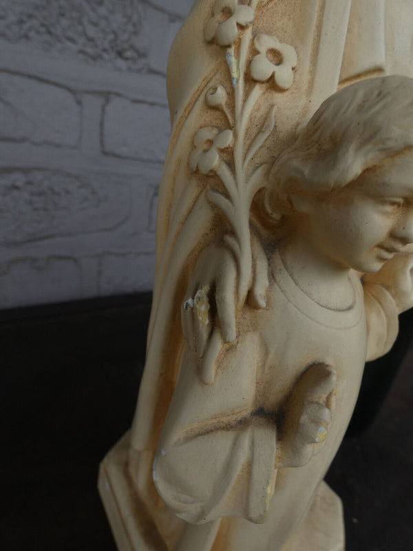 Antique chalk saint joseph child statue figurine religious