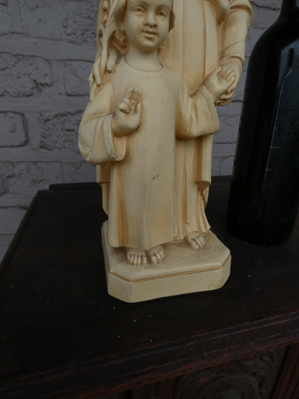 Antique chalk saint joseph child statue figurine religious