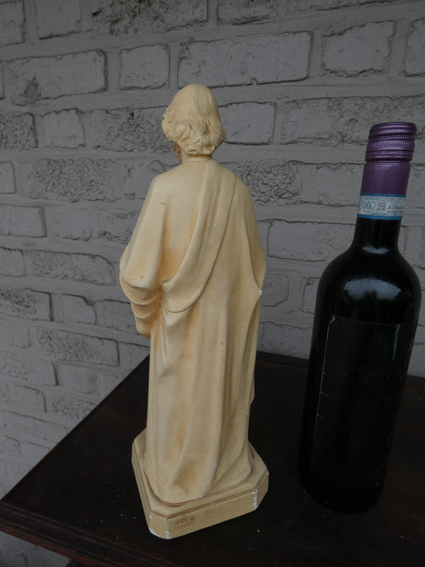 Antique chalk saint joseph child statue figurine religious