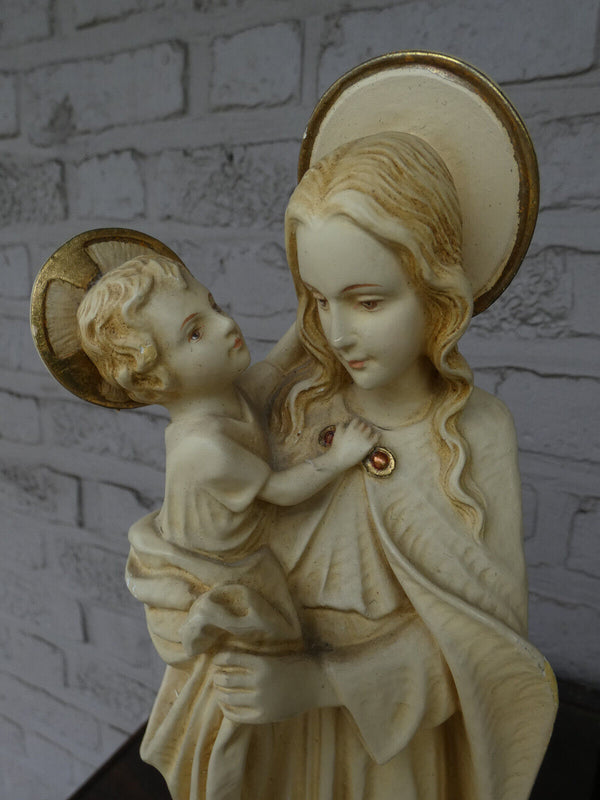 Antique chalk madonna statue snake religious