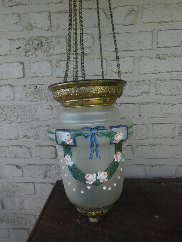 Antique Glass paint Lantern Lamp Chandelier Napoleon iii