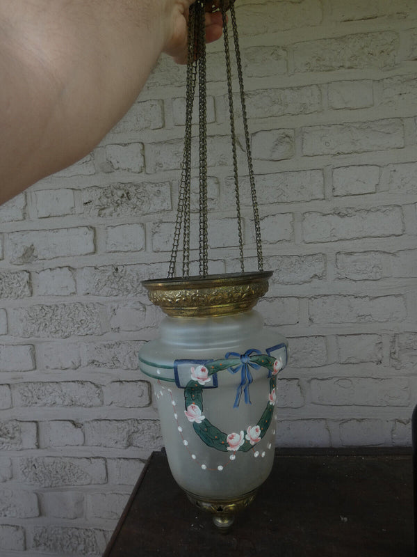 Antique Glass paint Lantern Lamp Chandelier Napoleon iii