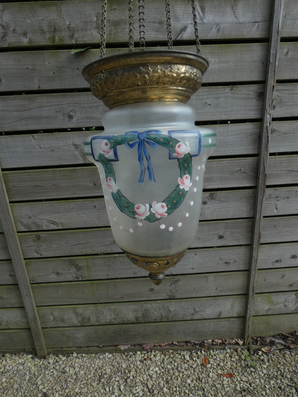 Antique Glass paint Lantern Lamp Chandelier Napoleon iii