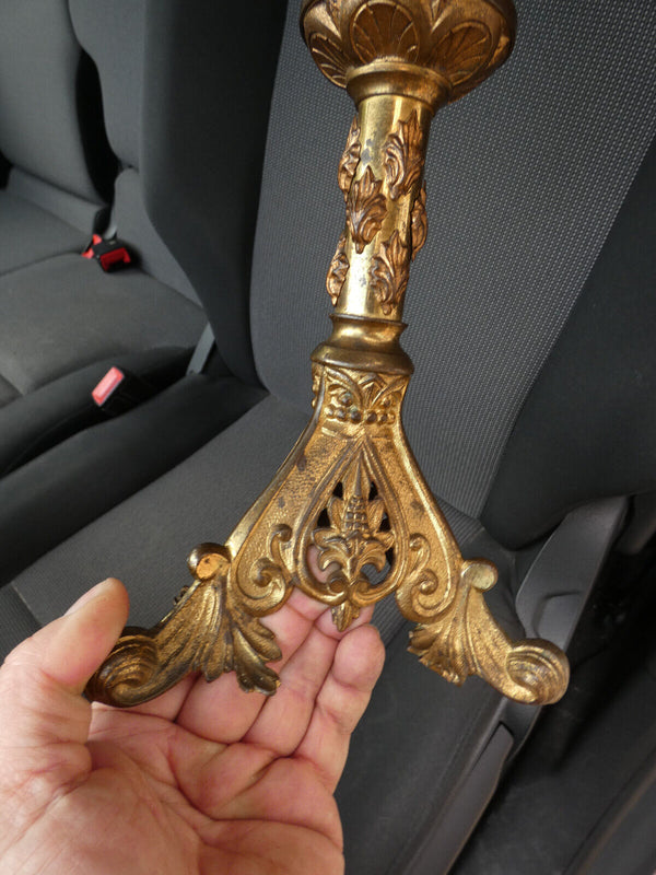 Antique french rare brass crucifix religious