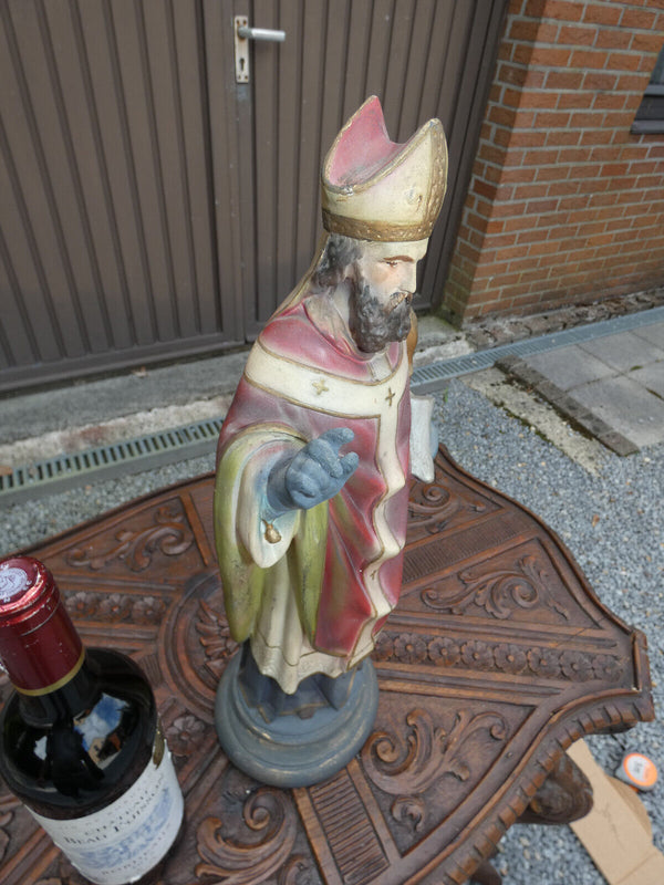 Antique french chalk statue of Saint pope Cornelius