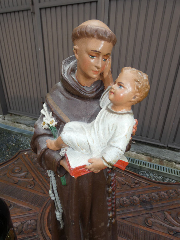 Antique LArge statue of Saint anthony padua With child religious