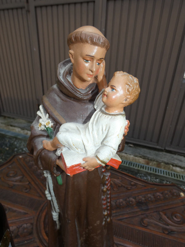 Antique LArge statue of Saint anthony padua With child religious