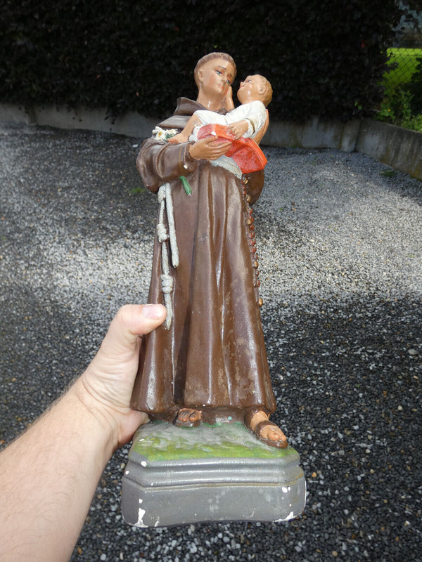 Antique LArge statue of Saint anthony padua With child religious