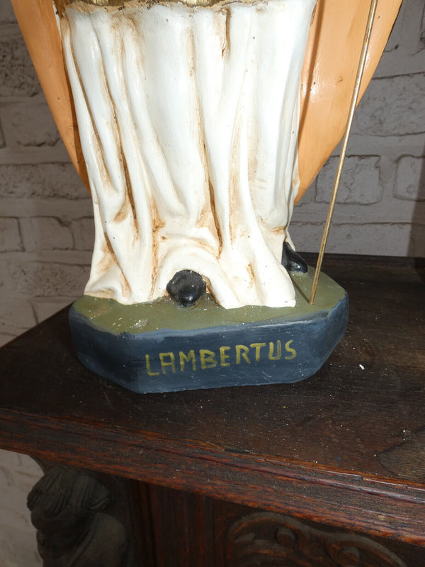 Antique LArge chalk statue Saint Lambertus religious