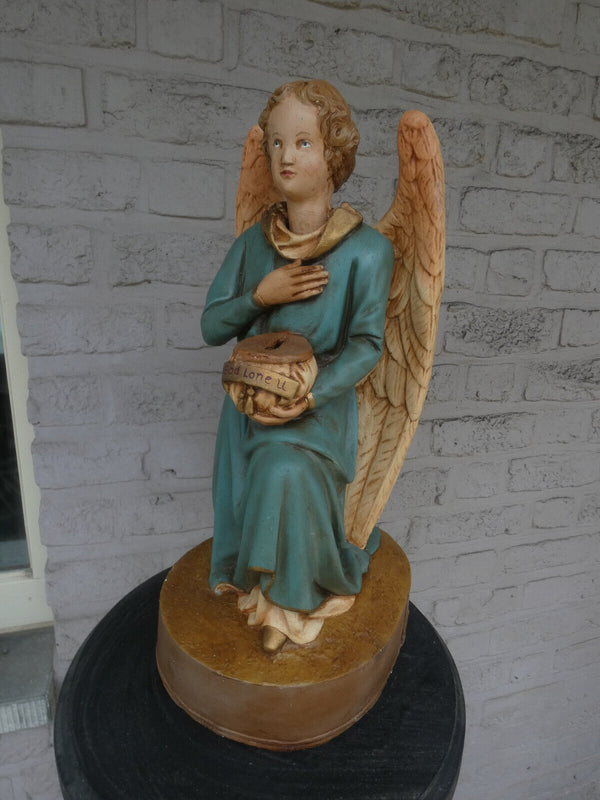 Antique Large chalk nodding missionary angel piggy bank statue religious