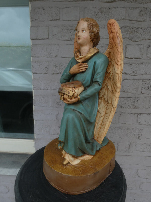 Antique Large chalk nodding missionary angel piggy bank statue religious