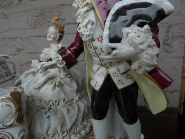 Large German Unterweissbach lace porcelain musician Group statue