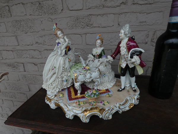 Large German Unterweissbach lace porcelain musician Group statue