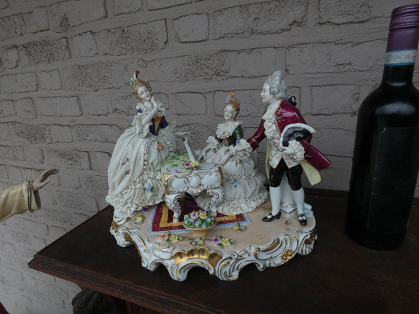 Large German Unterweissbach lace porcelain musician Group statue