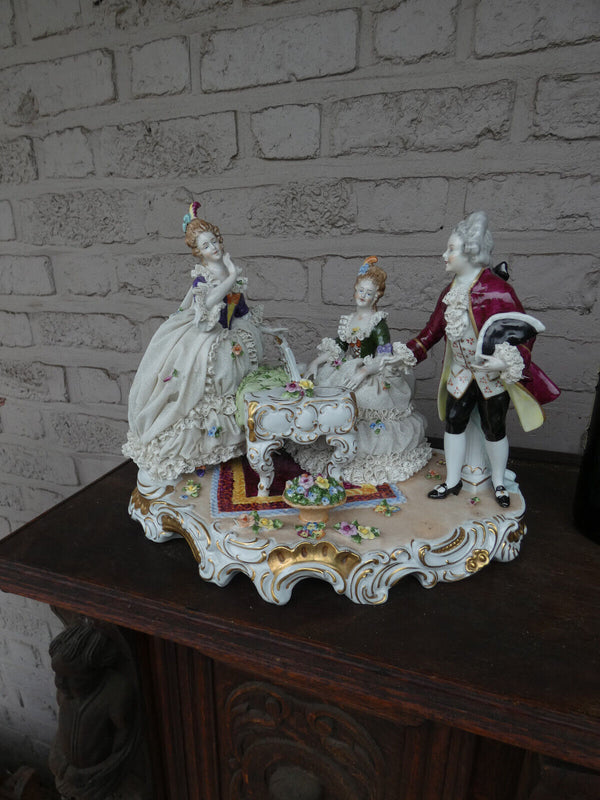 Large German Unterweissbach lace porcelain musician Group statue