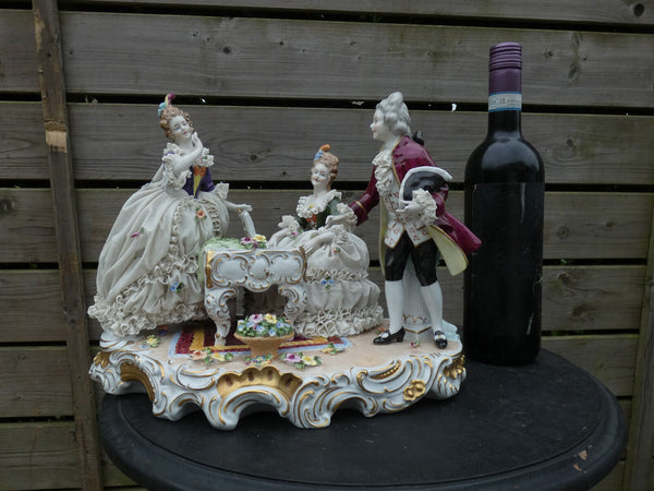 Large German Unterweissbach lace porcelain musician Group statue