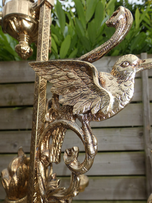 Stunning French Chandelier lamp birds decor empire style 1960s brass