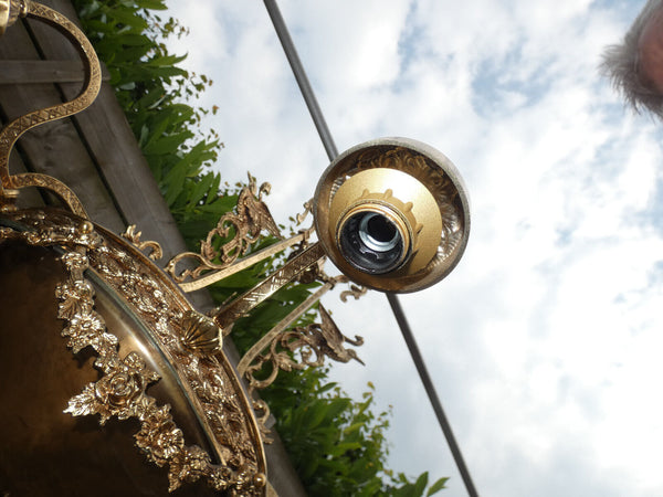 Stunning French Chandelier lamp birds decor empire style 1960s brass