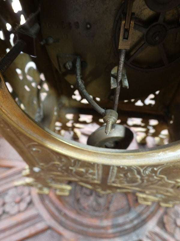 Antique french bronze mantel set clock candelabra dragons lion
