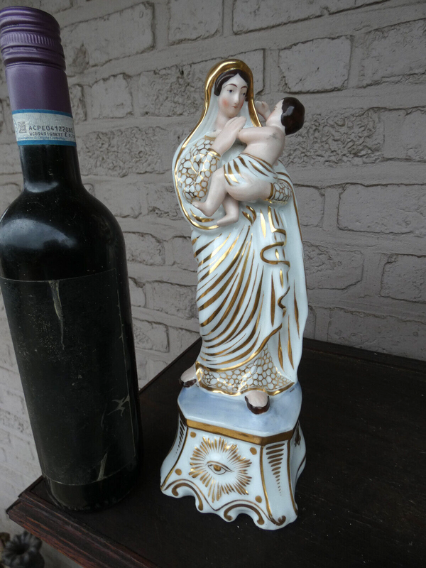 Antique french vieux paris   porcelain madonna figurine statue