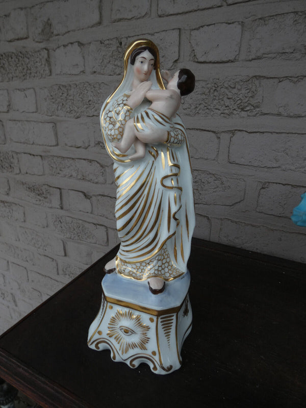 Antique french vieux paris   porcelain madonna figurine statue