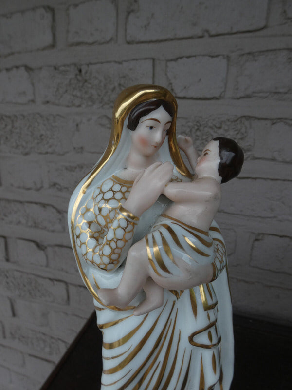 Antique french vieux paris   porcelain madonna figurine statue