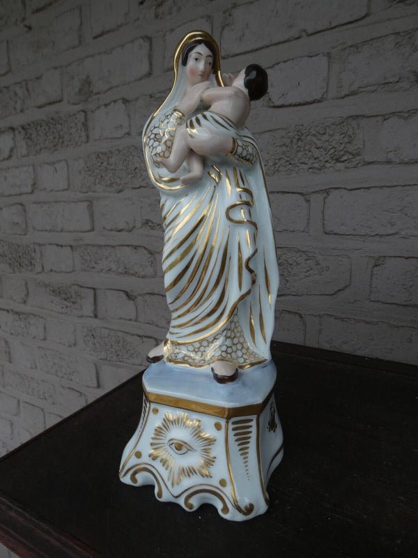 Antique french vieux paris   porcelain madonna figurine statue