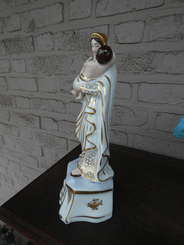 Antique french vieux paris   porcelain madonna figurine statue