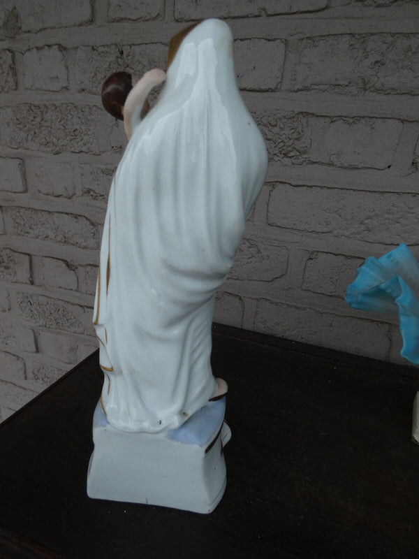 Antique french vieux paris   porcelain madonna figurine statue