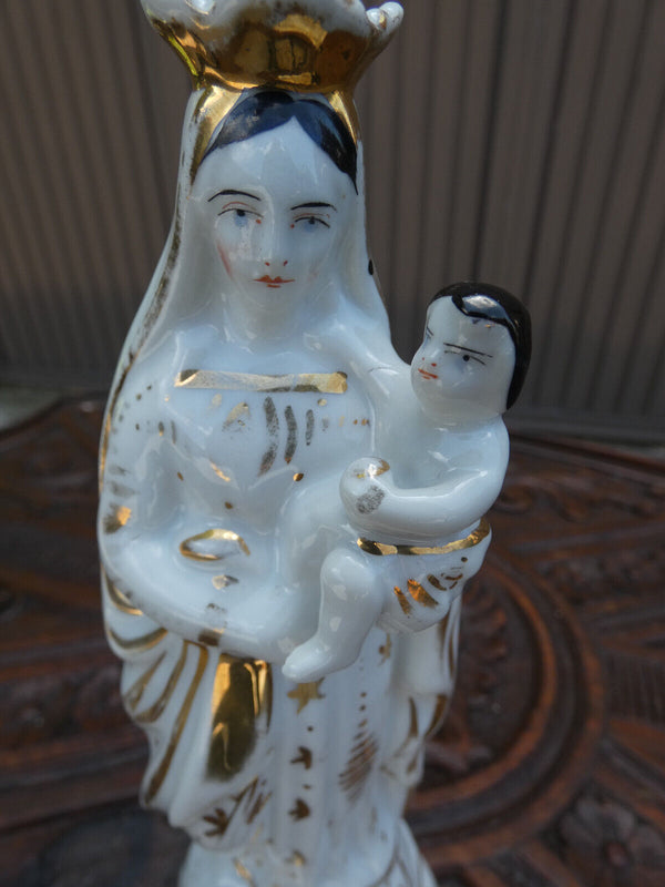 Antique French vieux paris porcelain madonna statue religious