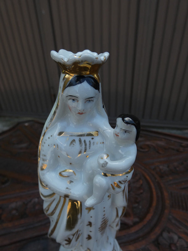 Antique French vieux paris porcelain madonna statue religious