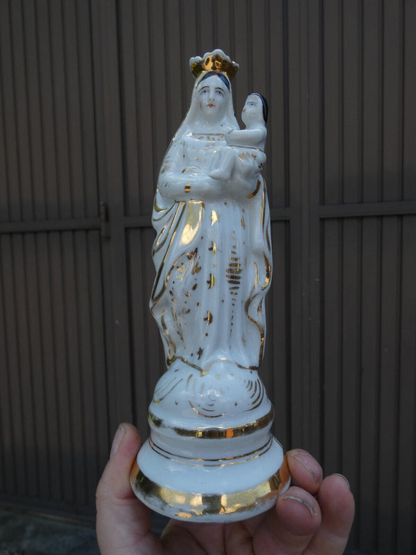 Antique French vieux paris porcelain madonna statue religious