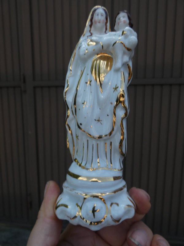 Antique French vieux paris porcelain madonna statue religious