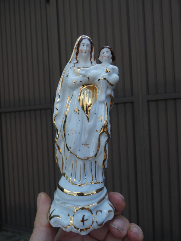 Antique French vieux paris porcelain madonna statue religious